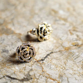 Black Gold Rose Earrings Small